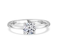 TJC LUXURIANT 1 Ct Lab Grown Diamond Classic Solitaire Ring - Round Cut SI-GH, Rhodium Overlay Sterling Silver, Ethical Engagement & Wedding Ring Size W