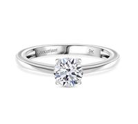 TJC LUXURIANT 1 Ct Lab Grown Diamond Solitaire Ring - SGL Certified VS/G-H, 9K White Gold Ethical Engagement Ring for Women Size V