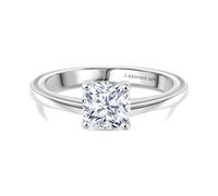 TJC LUXURIANT 1 Ct Lab Grown Diamond Solitaire Ring SI GH in Sterling Silver with Rhodium Plating Cushion Cut Diamond Classic Engagement Ring for Women Size R