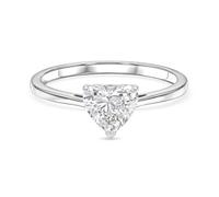 TJC LUXURIANT 1 Ct Lab Grown Diamond Solitaire Ring SI/GH in Sterling Silver with Rhodium Plating Heart Cut Diamond Classic Engagement Ring for Women Size L Luxury Gift Box Included