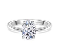 TJC LUXURIANT 1 Ct Lab Grown Diamond Solitaire Ring SI GH in Sterling Silver with Rhodium Plating Oval Cut Diamond Classic Engagement Ring for Women Size R