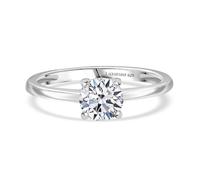 TJC LUXURIANT 1 Ct Lab Grown Diamond Solitaire Ring SI GH in Sterling Silver with Rhodium Plating Round Cut Diamond Classic Engagement Ring for Women Size S