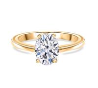 TJC LUXURIANT 1Ct Lab Grown Diamond Ring for Women, Oval Solitaire Engagement & Wedding Ring in 925 Sterling Silver 18K Vermeil Yellow Gold Plated, SI GH, Ring Size O