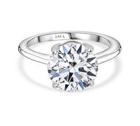 TJC LUXURIANT 3 Ct Lab Grown Diamond Solitaire Ring in 14K White Gold - VS EF Ethical Engagement Ring for Women Size M