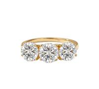 TJC LUXURIANT 3 Ct Lab Grown Diamond Trilogy Ring for Women IGI Certified VS EF, 18K Yellow Gold 3 Stone Engagement Ring, Past Present Future Diamond Ring Size T