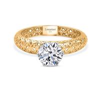 TJC LUXURIANT 9K Gold 1 Ct Lab-Grown Diamond Solitaire Engagement Ring for Women Yellow Gold, SGL Certified Mirage Filigree Band, Timeless Gold Ring, Wedding & Anniversary Jewellery- Round Size N