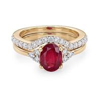 TJC Luxuriant African Ruby Engagement Ring Set for Women in Sterling Silver
