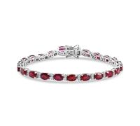 TJC LUXURIANT African Ruby & Lab Grown Diamond Tennis Bracelet for Women, 925 Sterling Silver, SI G/H Diamond Line Bracelet with Secure Box Clasp, Luxury Jewellery Gift- 7 Inch