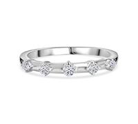 TJC Luxuriant Lab Grown Diamond 5 Stone Ring for Women - SI-GH Clarity Band in Sterling Silver - Stacking Anniversary or Promise Ring - Size Q