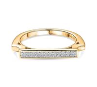 TJC LUXURIANT Lab Grown Diamond Bar Ring for Women 925 Sterling Silver Rhodium and Gold Plated, SI/GH Diamond Stackable Minimalist Band Ring, Modern Statement Jewellery Gift