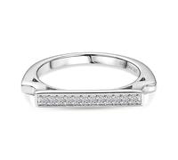 TJC Luxuriant Lab Grown Diamond Bar Ring for Women 925 Sterling Silver Rhodium Plated, SI/GH Diamond Stackable Minimalist Band Ring, Modern Statement Jewellery Gift Size P