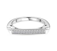TJC LUXURIANT Lab Grown Diamond Bar Ring for Women 925 Sterling Silver Rhodium Plated, SI/GH Diamond Stackable Minimalist Band Ring, Modern Statement Jewellery Gift Size L