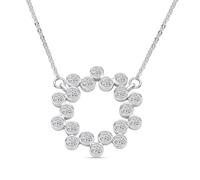 TJC LUXURIANT Lab Grown Diamond Bubble Circle Pendant Necklace in Rhodium Overlay 925 Sterling Silver, 20" - Bubble-Style Bezel Diamond Circle Pendant for Women - 0.50 Ct