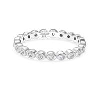 TJC LUXURIANT Lab Grown Diamond Full Eternity Band Ring in Rhodium and Yellow Gold Plated 925 Sterling Silver (SI/GH) - Bezel Set Wedding & Engagement Ring for Women