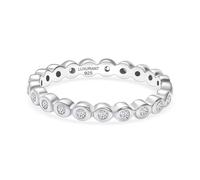 TJC LUXURIANT Lab Grown Diamond Full Eternity Band Ring in Rhodium Plated 925 Sterling Silver (SI/GH) - Bezel Set Wedding & Engagement Ring for Women - Size S
