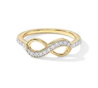 TJC Luxuriant Lab Grown Diamond Infinity Silver Ring for Women, Pinky Ring | SI/G-H Lab Grown Diamond Infinity Forever Ring, 925 Silver and Gold Plated, Engagement, Promise & Wedding Gift Couples
