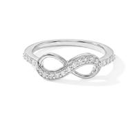 TJC Luxuriant Lab Grown Diamond Infinity Silver Ring for Women, Pinky Ring | SI/G-H Lab Grown Diamond Infinity Forever Ring, 925 Silver and Gold Plated, Engagement, Promise & Wedding Gift Couples