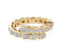 TJC LUXURIANT Lab Grown Diamond Serpentine Band Ring for Women, Baguette Diamond Ring, 18K Vermeil Yellow Gold Over Sterling Silver, Diamond Stacking Ring, Statement Gold Ring, Modern Jewellery Gift