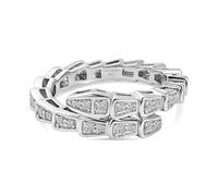 TJC LUXURIANT Lab Grown Diamond Serpentine Band Ring for Women, Baguette Lab Diamond Ring, Rhodium Plated 925 Sterling Silver Diamond Ring, Statement Stacking Ring, Modern Diamond Jewellery Gift Size