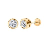 TJC Luxuriant Poke-Free Lab Grown Diamond Ball Back Earrings for Women & Men, Screw Back Cartilage Studs, Helix & Tragus Earrings, Hypoallergenic 18K Yellow Gold Vermeil on 925 Sterling Silver, 0.2ct