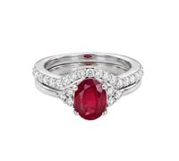 TJC Luxuriant Ruby Engagement Ring Set for Women in Sterling Silver