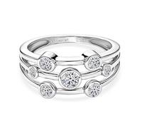 TJC Luxuriant SI/GH Lab Grown Diamond Bubble Ring 0.48 Ct for Women, 925 Sterling Silver Rhodium Plated, Wedding Ring, Diamond Ring Women, Silver Engagement Ring Size S