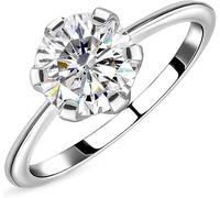 TJC Moissanite 0.75 Ct Solitaire Engagement Ring for Women 925 Sterling Silver Platinum Plated, Round Solitaire Diamond Look a Like Ring Wedding Promise Silver Ring Anniversary Jewellery Gift Size P