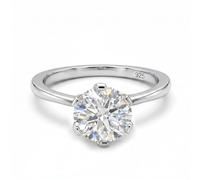 TJC Moissanite 0.75 Ct Solitaire Engagement Ring for Women 925 Sterling Silver Platinum Plated, Round Solitaire Diamond Look a Like Ring Wedding Promise Silver Ring Anniversary Jewellery Gift Size Q