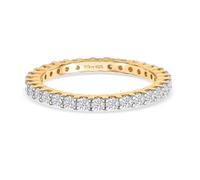 TJC Moissanite Eternity Ring for Women 925 Silver, 18K Gold Vermeil, Size M