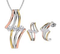 TJC Moissanite J Hoop Earrings & Pendant Set for Women in Platinum, Rose & Yellow Gold Plated 925 Sterling Silver Graduation Gift for Her, Wife, Mum Anniversary Birthday Gift for Ladies