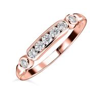 TJC Moissanite Seven Stone Ring In Rose Gold Plated 925 Sterling Silver for Women Size U Channel Setting
