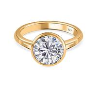 TJC Moissanite Solitaire Ring for Women Engagement Ladies Rings in 925 Sterling Silver Bezel Setting Metal Wt. 3.24 Grams