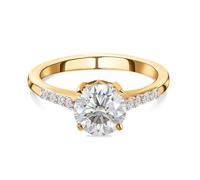 TJC Moissanite Solitaire Ring for Women Engagement Ring in 925 Sterling Silver with Prong Setting
