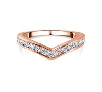 TJC Moissanite Wishbone Ring for Women 925 Sterling Silver Channel Setting | Diamond Look Moissanite Stackable Chevron Ring, Platinum, Yellow & Rose Gold Vermeil, Anniversary Birthday Gift for Her