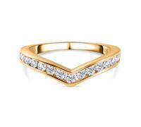 TJC Moissanite Wishbone Ring for Women 925 Sterling Silver Channel Setting | Diamond Look Moissanite Stackable Chevron Ring, Platinum, Yellow & Rose Gold Vermeil, Anniversary Birthday Gift for Her