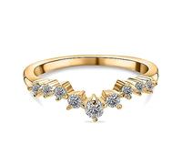 TJC Moissanite Wishbone Ring In 18 Yellow Gold Plated 925 Sterling Silver for Women Size Q Prong Setting
