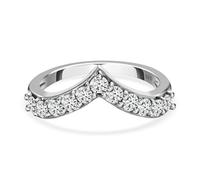 TJC Moissanite Wishbone Ring In Platinum Plated 925 Sterling Silver for Women Size N Prong Setting
