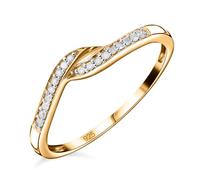 TJC Natural Diamond Bypass Ring for Women in 925 Sterling Silver, Crossover Promise Ring, 18K Yellow Gold Vermeil Plated, Elegant Stackable Ring, Gift for Her,Size K