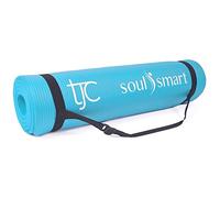 TJC Non-Slip NBR Exercise Mat - 10MM Thickness, Eco Friendly Workout Mat with Carrying Strap for Yoga, Pilates and Fitness, 188x61x1.0 CM (6.2ft Length & 2ft Width)