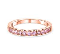 TJC Pink Sapphire Half Eternity Ring In 18ct Yellow Gold Plated 925 Sterling Silver for Women Size M Prong Setting September Birthstone