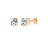 TJC Poke-Free Flat Back Earrings for Women & Men, Moissanite Solitaire Stud Earrings 925 Sterling Silver, Screw Back Flower Back, Cartilage Helix Tragus Earrings Yellow Gold Plated, 7 MM