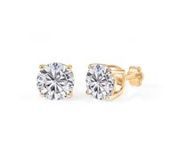 TJC Poke Free Flat Back Moissanite Stud Earrings for Women & Men in Silver | Diamond Look Platinum, Yellow & Rose Gold Plated, 4mm to 8mm, Screw Back, Helix Cartilage Silver Earrings, Mens Stud Earrings