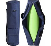 TJC Portable Yoga Mat Bag with Storage Pockets and Adjustable Shoulder Strap Yoga Mat Carry Luggage Bag Made of 100% Polyester Durable Lightweight Side Washable Travel Size 70x20x1 Cm - Navy