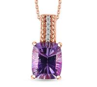 TJC Purple Amethyst Pendant Necklace with Chain for Women in 18K Vermeil Rose Gold Plated 925 Sterling Silver Size 20 Inches Graduation Gift for Her, Daughter, Mum February Birthstone Wt. 4.45 Grams