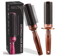 TJC Retractable Detangle Hair Brush for Curly, Straight & Wet Hair - Detangling Round Hairbrush for Blow Dry - Soft Bristle for Long, Thick & Curly Hair - Easy Clean Travel Brush - Brown
