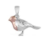 TJC Robin Bird Charm Pendant for Women in Platinum and Rose Gold Plated 925 Sterling Silver with High Gloss, Gift Wt. 4.24 Grams
