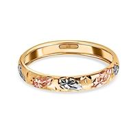 TJC ROYAL BALI COLLECTION 9ct Multi Coloured Gold Band Ring for Women Size U Solid Plain Jewellery in Glossy Finish Metal Wt. 0.88 Grams
