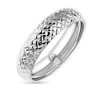 TJC Royal Bali Collection 9K Gold Wedding Band Ring 6mm Diamond Cut for Men & Women, Solid White Gold Rings for Women, Wide Court Anniversary Band, Ladies Gold Rings Stackable Style Ring Size S