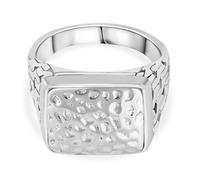 TJC Royal Bali Collection Signet Ring in 925 Sterling Silver, Bold Square Design with Intricate Detailing, Polished Finish, Handmade Luxury Statement Ring for Men & Women- Size N