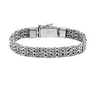 TJC Royal Bali Collection Sterling Silver Borobudur Bracelet Size 7, Handcrafted Balinese Byzantine Link Bracelet, Hypoallergenic 925 Silver with Designer Box Clasp, Timeless Artisan Jewellery